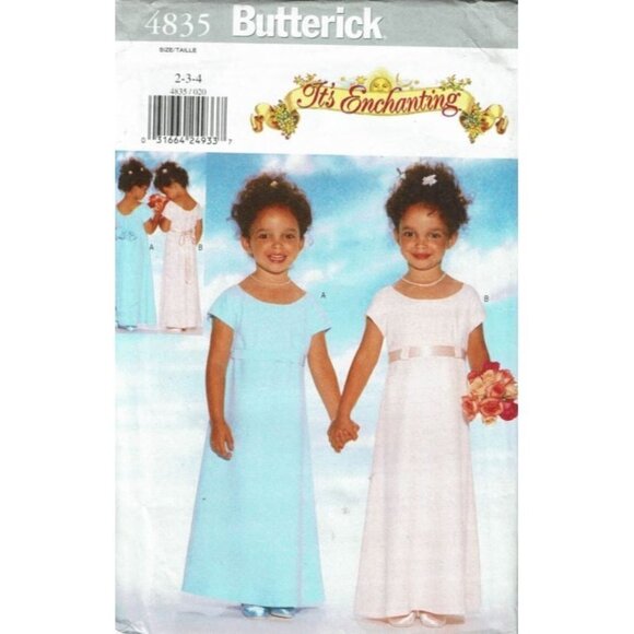 Butterick Sewing Pattern 4835 Formal Dress Toddler Girls Size 2-4 - Picture 1 of 2